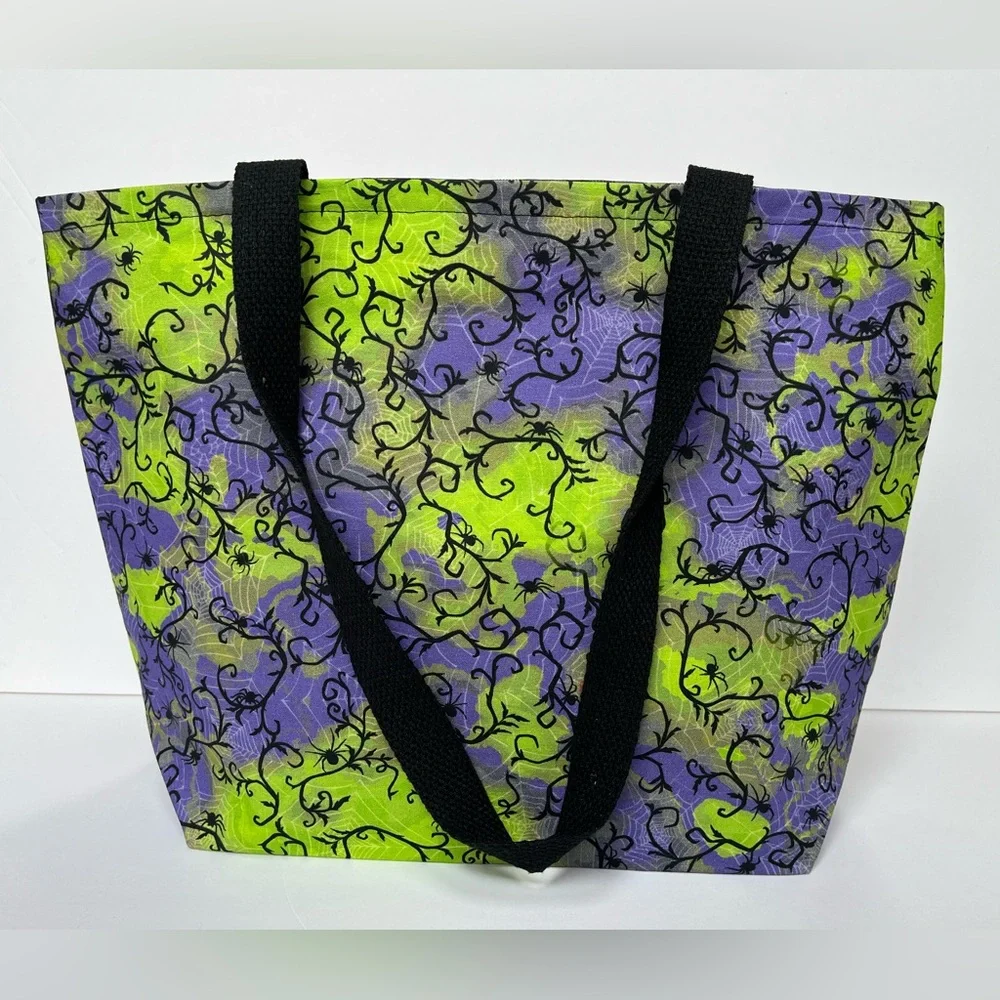 Handmade Spooky Tote Bag - Purple, Green, & Black - Picture 4 of 9